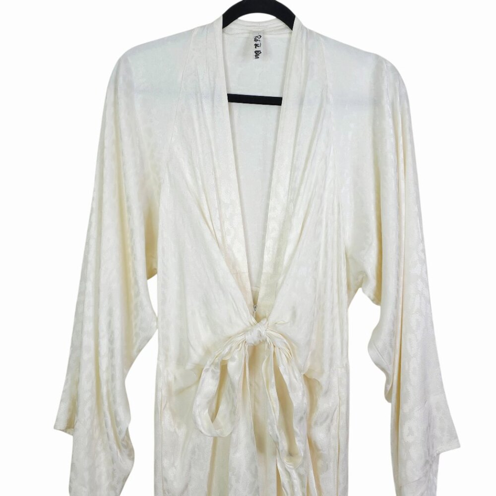 Rat & Boa Bianco Kimono Jumpsuit Satin White Animal Print Wide Leg Size XS - Picture 5 of 12